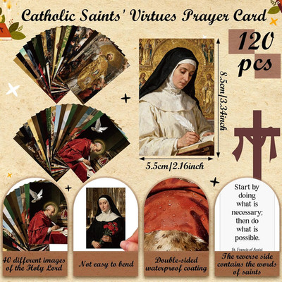 120 Pcs Catholic Saints Quotes Prayer Cards 40 Styles Holy Prayer Cards Gifts...