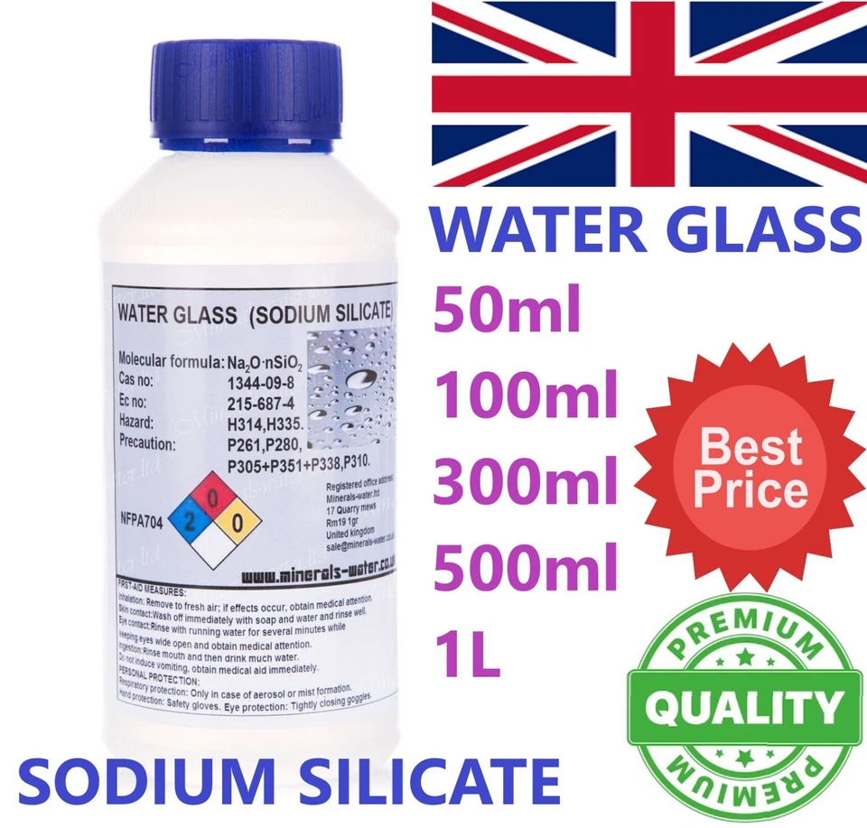 VITAL MINERALS Water Glass Sodium Silicate 40% I R-145 liquid glass | 50ml to 1L - Free P&P
