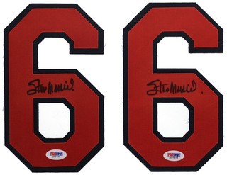 Stan Musial Signed #6 Jersey Number Patch Collection (2) PSA/DNA COA PSA/DNA