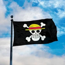 3x5 Ft One Piece FLAG Monkey D. Luffy Skull Flag 90*150CM Polyester Straw Hat