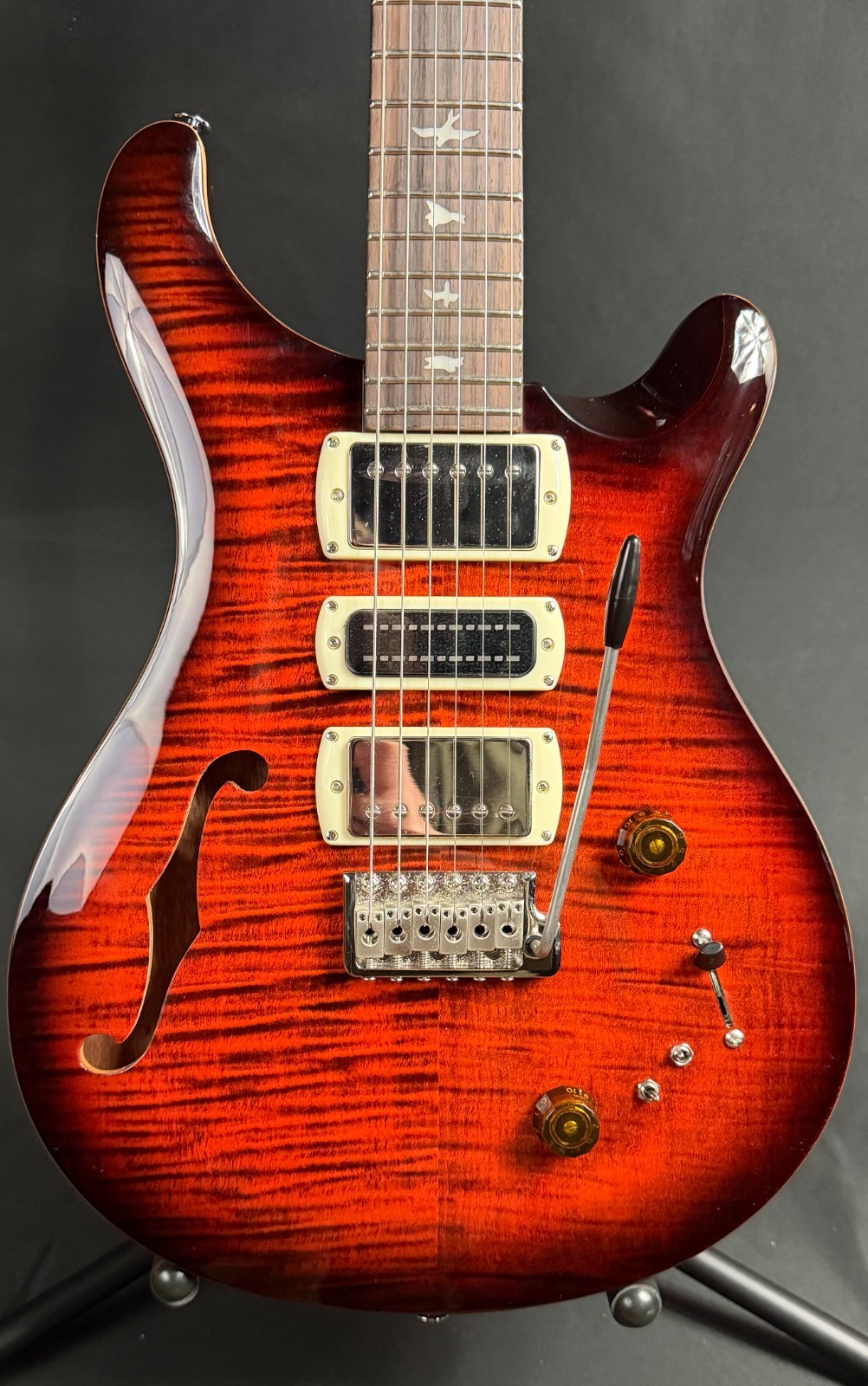 PRS SE Special Semi-Hollow Electric Guitar Orange Tiger Smokeburst w/ Gig Bag