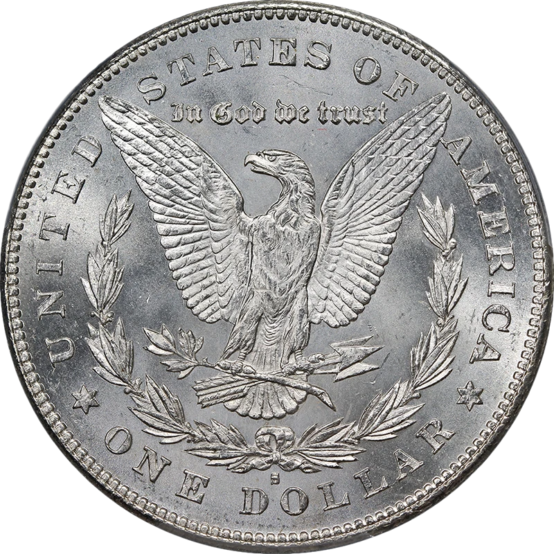 Серебряный Моргановский доллар 1878-S PCGS MS65 Blazing White Gem Strong Strike - Изображение 2 из 4