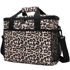 18L Large Soft Cooler Insulated Picnic Bag for Grocery Camping Car Leopard
