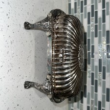 FB Rogers 357 Silver Co Hinged Butter Dish Lion Head Feet Silver Plate