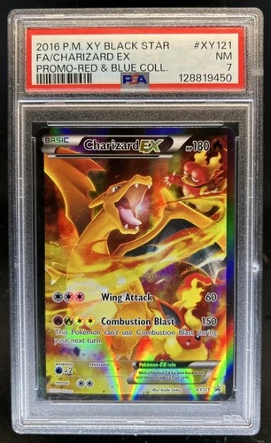 2016 Pokemon XY Black Star Charizard Ex FA Promo Red & Blue #XY121 PSA 7