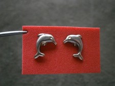 Small Dolphin Vintage Sterling Silver Post Stud Earrings 1.0g