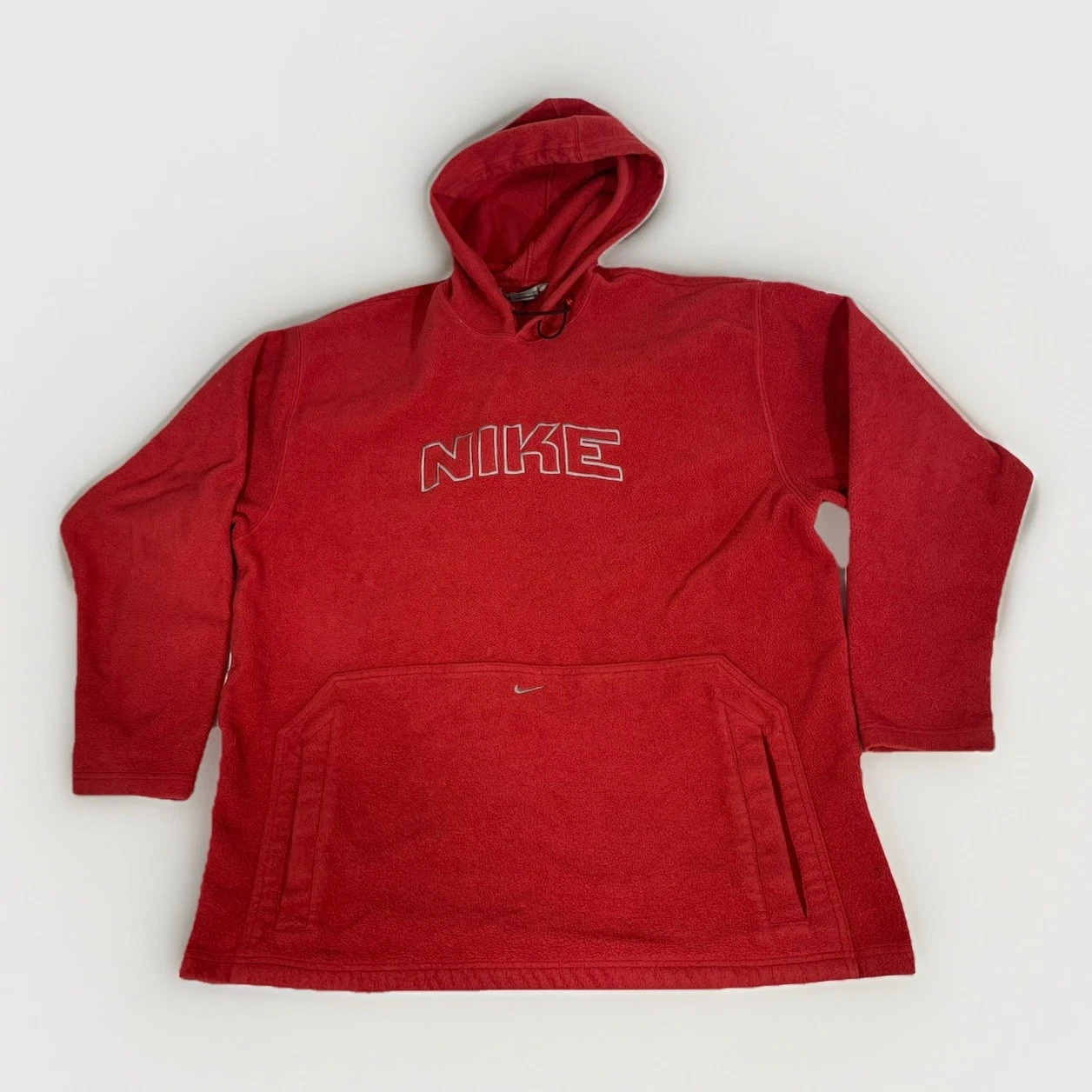 Nike Hoodie Mens 2XL Red Pullover Fleece Sweatshirt Swoosh Kangaroo Pocket Logo