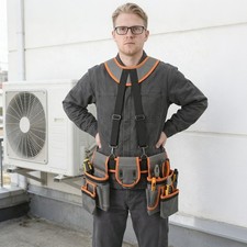 Heavy Duty Tool Belt Pouch with Suspenders Multifunctional Electrician Tool Bag