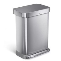 simplehuman Rectangular Step Can Bin 55L Brushed Stainless Steel Kitchen Waste