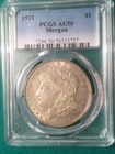 1921 Morgan Silver Dollar Graded by PCGS AU50 - Nice Coin