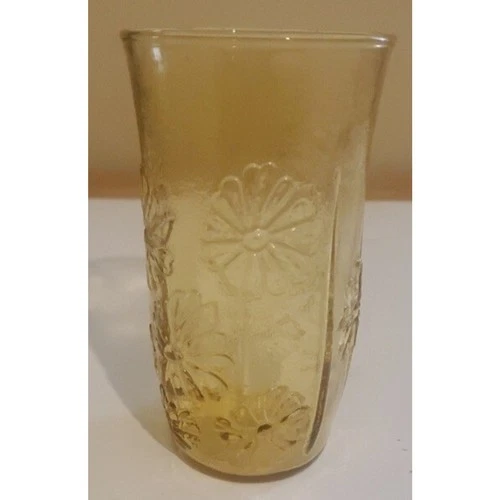 Vintage Anchor Hocking Spring Song Daisy 16oz Amber Tumbler REPLACEMENT GLASS