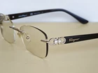 Authentic  Salvatore Ferragamo Sunglasses Eyeglasses Chrome Plated Rimless R15