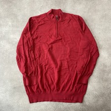 L.L.Bean Jumper Men's 2XLT Quarter Zip Vintage Cotton Cashmere Sweater, Red