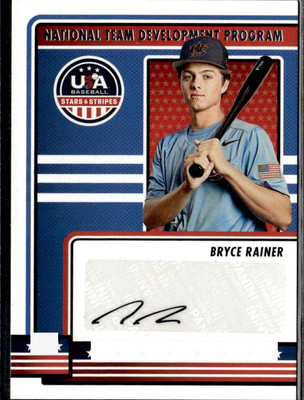 2023 Panini Stars & Stripes USA Baseball #NTDP-BR Bryce Rainer AUTO Black INK