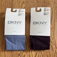 Vtg NWT 1990s DKNY 412 Opaque Coverage Control Top Tights Purple Blue Size SM