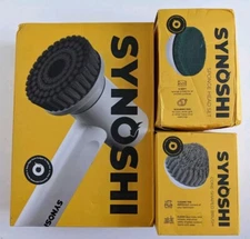 Synoshi Power Spin Scrubber Cone Shaped Brush Sponge Head Set Lot Rechargeable