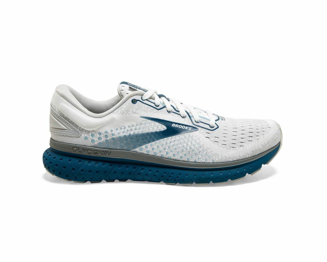 WIDE Mens Brooks Glycerin 18 White Grey 