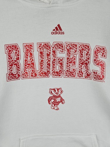 Adidas Womens Wisconsin Badgers White USA Football Hoodie Sweatshirt Large L - Picture 4 of 17