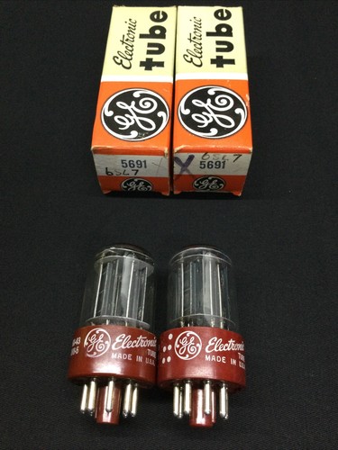 MATCHED NOS NIB PAIR GE 5691 PREMIUM 6SL7GT Red Base VACUUM TUBES B.8812