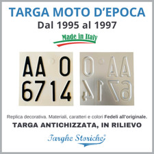 Targa Moto Storica decorativa italiana dal 1995 al 1997 ANTICHIZZATA