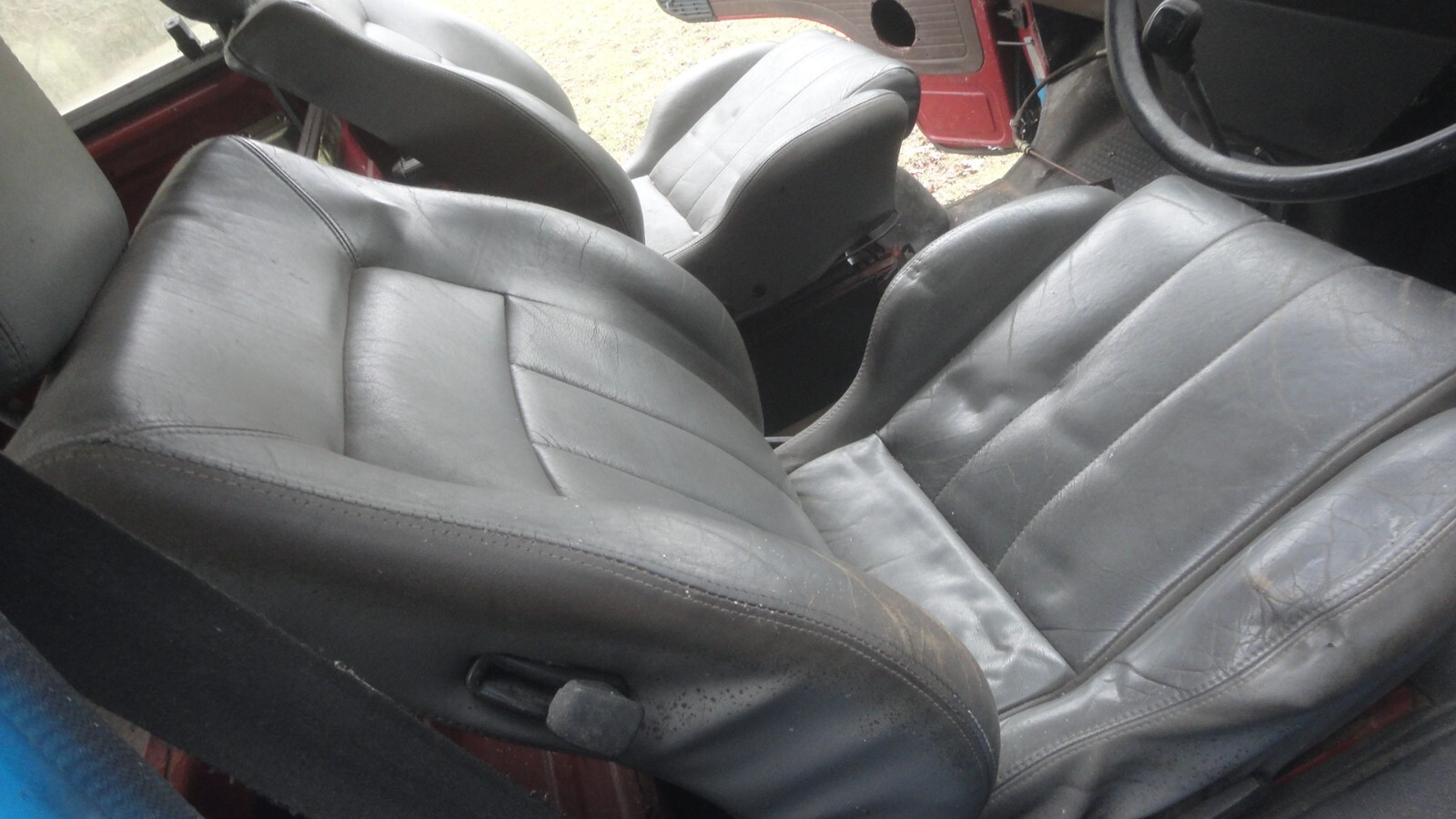 PAIR VW TRANSPORTER T25 FRONT LEATHER SEATS T3 eBay