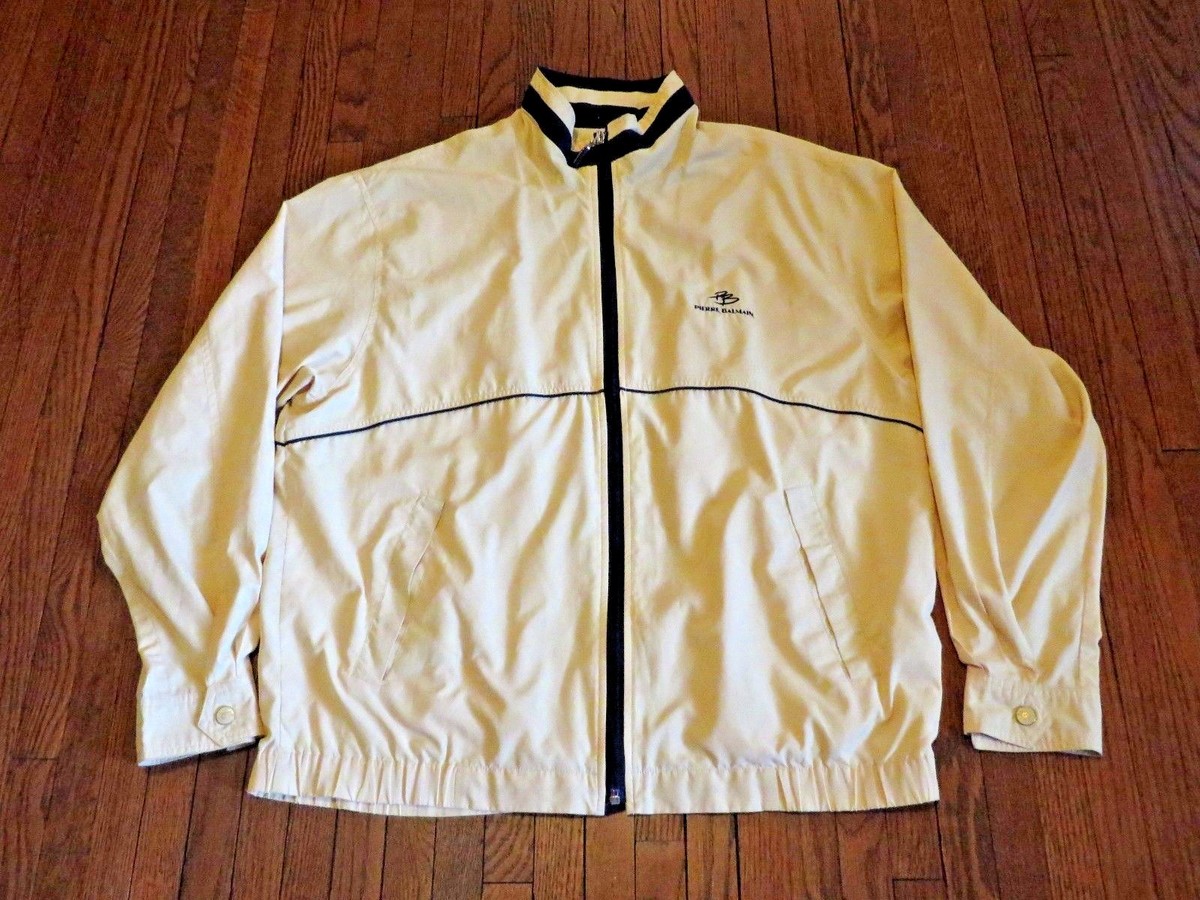 Men's Pierre Balmain Yellow Navy Blue Windbreaker Jacket as