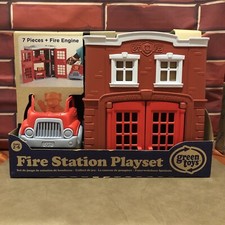 Green Toys Fire Station Playset 7 Pieces + Fire Engine Ages 2-6 USA Made NEW