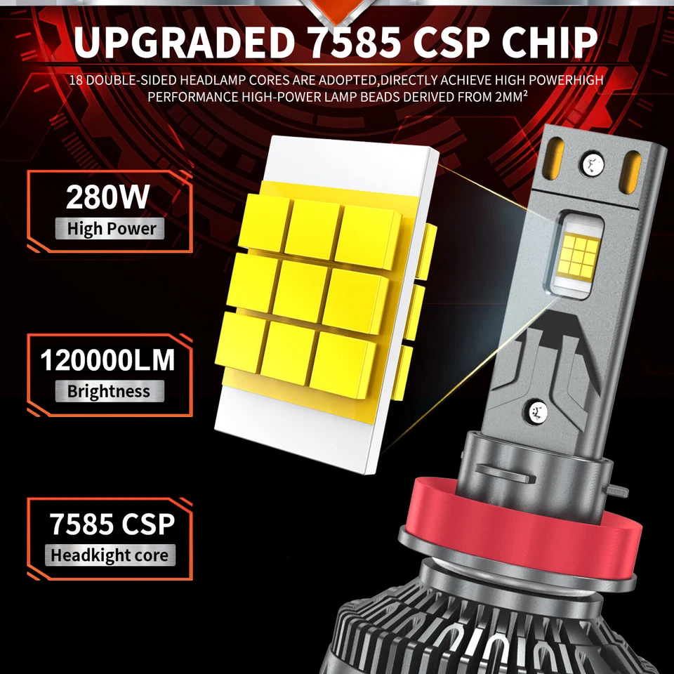 H11 9005 9006 H4 H7 H13 9007 LED Headlight Bulb High/Low Beam Super White 6500K - Image 2 of 4