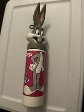 Vintage Six Flags Bugs Bunny Head Sports Water Bottle White and Pink NICE