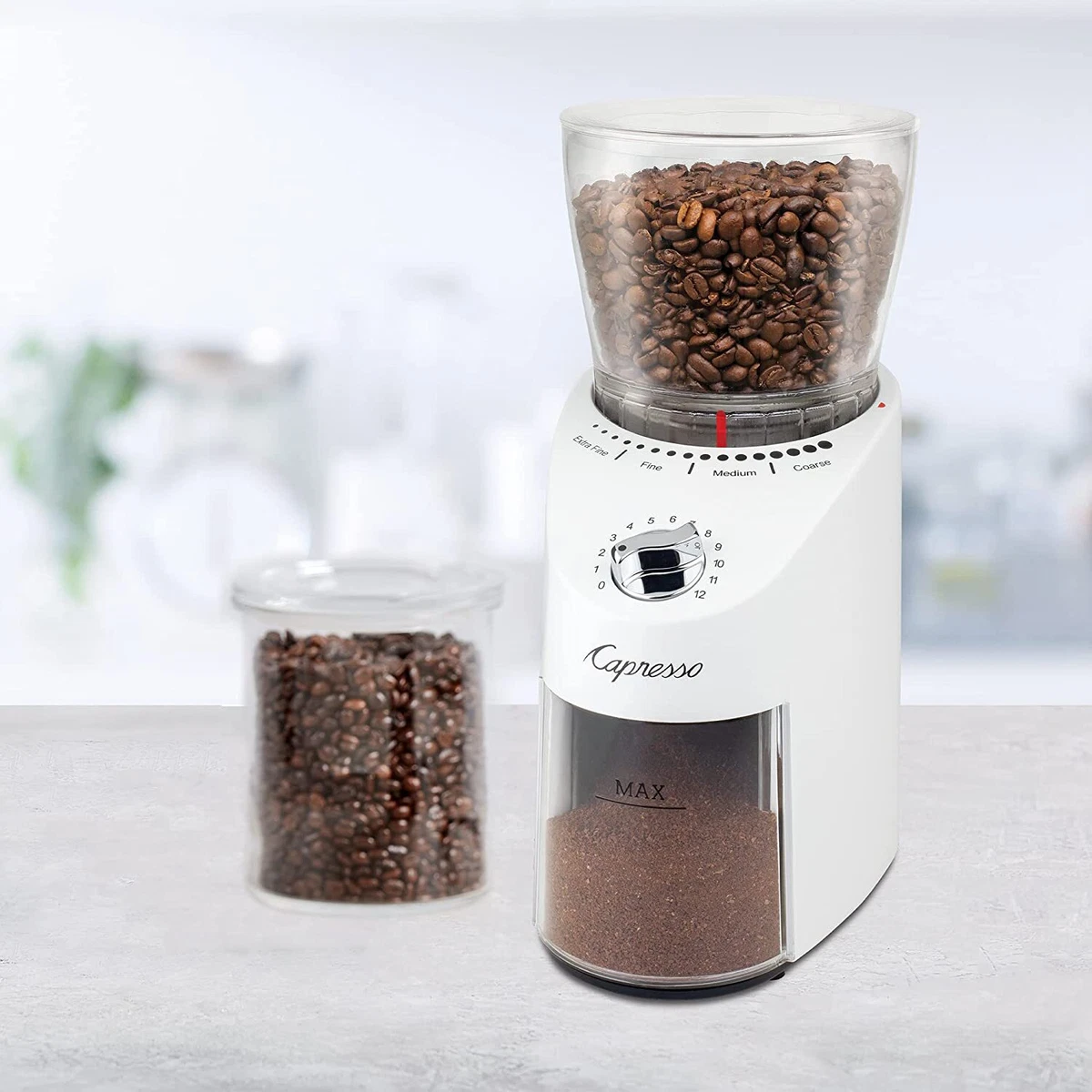 Capresso Infinity Plus Conical Burr Coffee Grinder - White