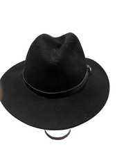 Wool 100 Cowboy Hat Wide Brim Size S/M Black Unisex 56.5 CM