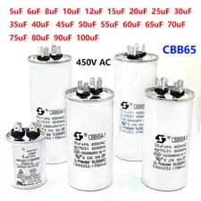 5uF - 100uF CBB65 Motor Compressor Running Capacitor 450VAC Metal Body Connector