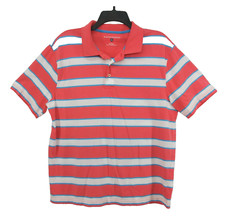 Saddlebred Polo Shirt Men Size L Pink White Blue Striped Rugby Golf Outdoor