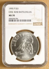 1995 P Civil War Battlefields Commemorative Silver Dollar NGC MS70