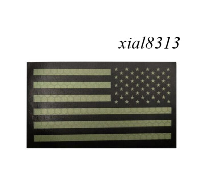 2PCS Reflective IR US AMERICAN FLAG REVERSE LEFT RIGHT SHOULDER HOOK