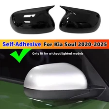 Gloss Black Rearview Side Mirror Cover Trim Caps No Light For Kia Soul 2020-2025