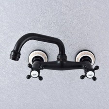 Black Oil Rubbed Brass Kitchen Faucet Bathroom Sink Mixer Tap Wall Mount ssf732
