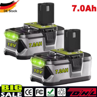 2x 18V 7.0Ah Akku für RYOBI One+ Plus Lithium RB18L50 P108 P104 18-Volt Batterie