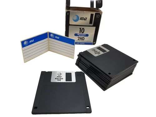 AT&T IBM Formatted 3.5 Inch DS/HD Floppy Diskettes 10 Pack 2HD