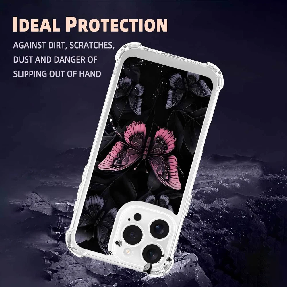 iPhone 14 Pro Max 15 16 Plus Samsung A56 A16 Butterfly TPU Case