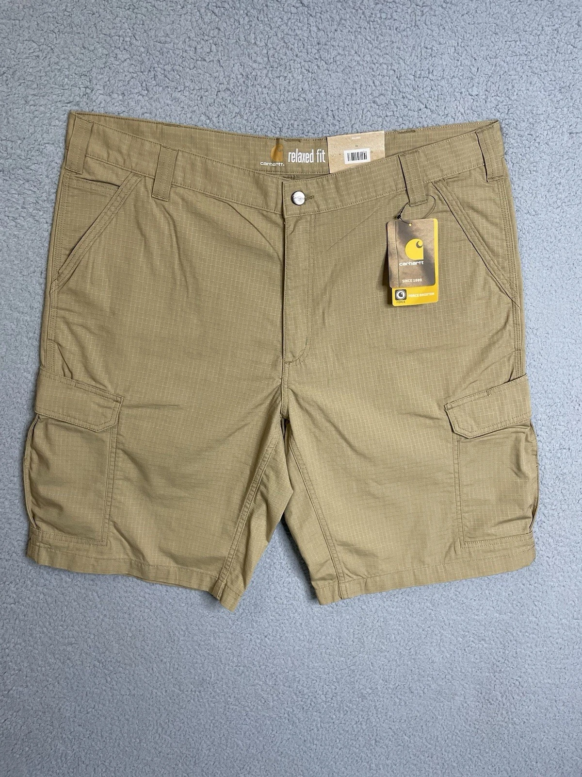 Carhartt Force Broxton Cargo Short Mens 42X11 Beige Relaxed Fit Work Outdoor