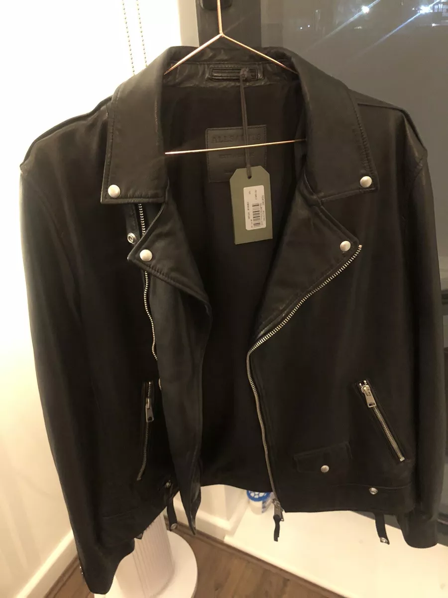 All Saints Milo Leather Biker Jacket XL RRP 389.00 Brand New