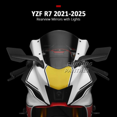 For YAMAHA YZF R1 YZF R6 YZF R7 CNC Rearview Mirrors W/ Turn Signals LED lights