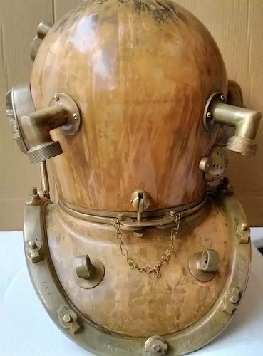 Boston Rzadki antyczny kask nurkowy Mark V Miedziano-mosiężny kask nurkowy - Zdjęcie 4 z 9