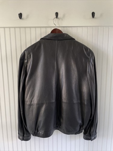 Giacca Bomber Johnston Murphy L Burro Morbido Nero Vera Pelle Zip Uomo Large - Foto 2 di 7