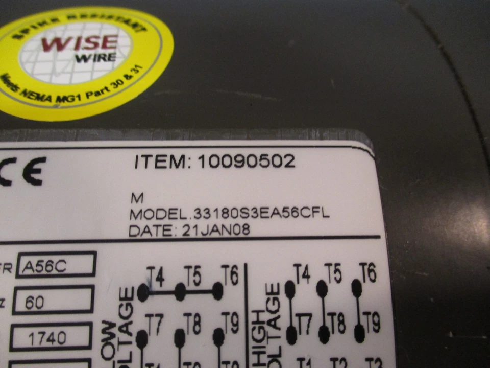 WEG Electric Motors, Motor 3PH, A56C, 60 Hz, 1740 RPM, 10090502 33180S3EA56CFL - Image 4 of 4