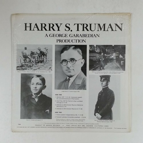 HARRY S TRUMAN Original Radio Broadcast 706 LP Vinyl SEALED 1975 Mark56 Records - Picture 2 of 2
