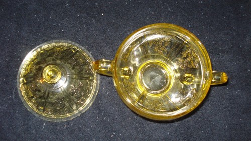 Federal Glass "Cabage Rose" Sugar & Creamer (501) - Picture 3 of 7