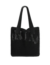 Black Crochet Tote Crochet Mesh Beach Tote Bag Summer Vacation Boho Knit Bag