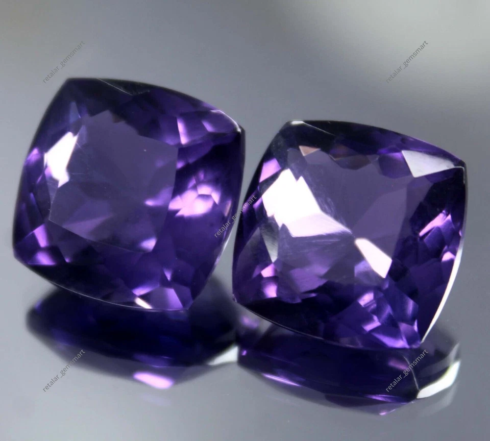 Par de pedras preciosas 20 quilates natural russo roxo ametista corte CERTIFICADO - Imagem 3 de 4